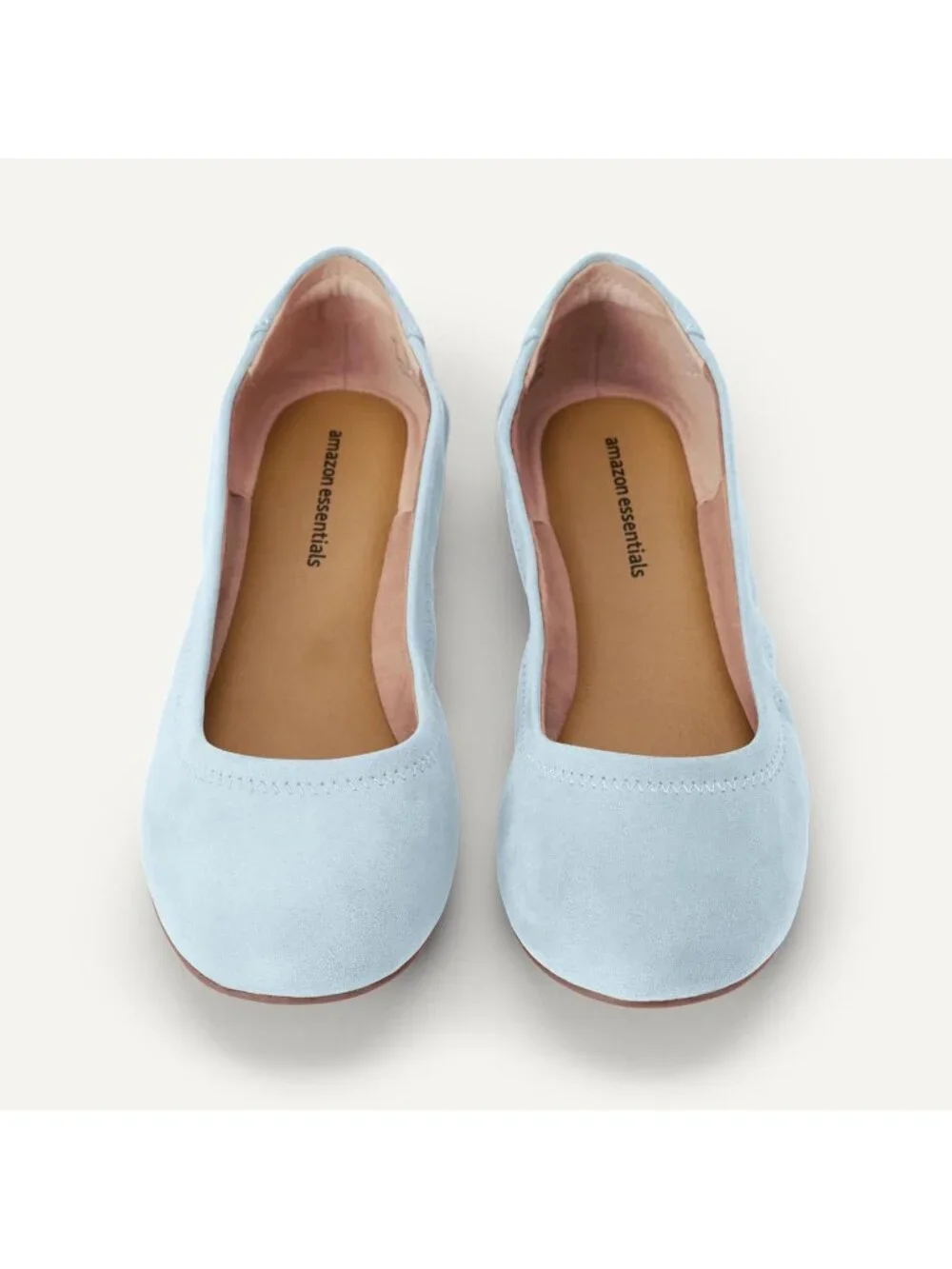 Amazon Essentials Women's Light Blue Synthetic Comfortable Slip On Ballet Flats